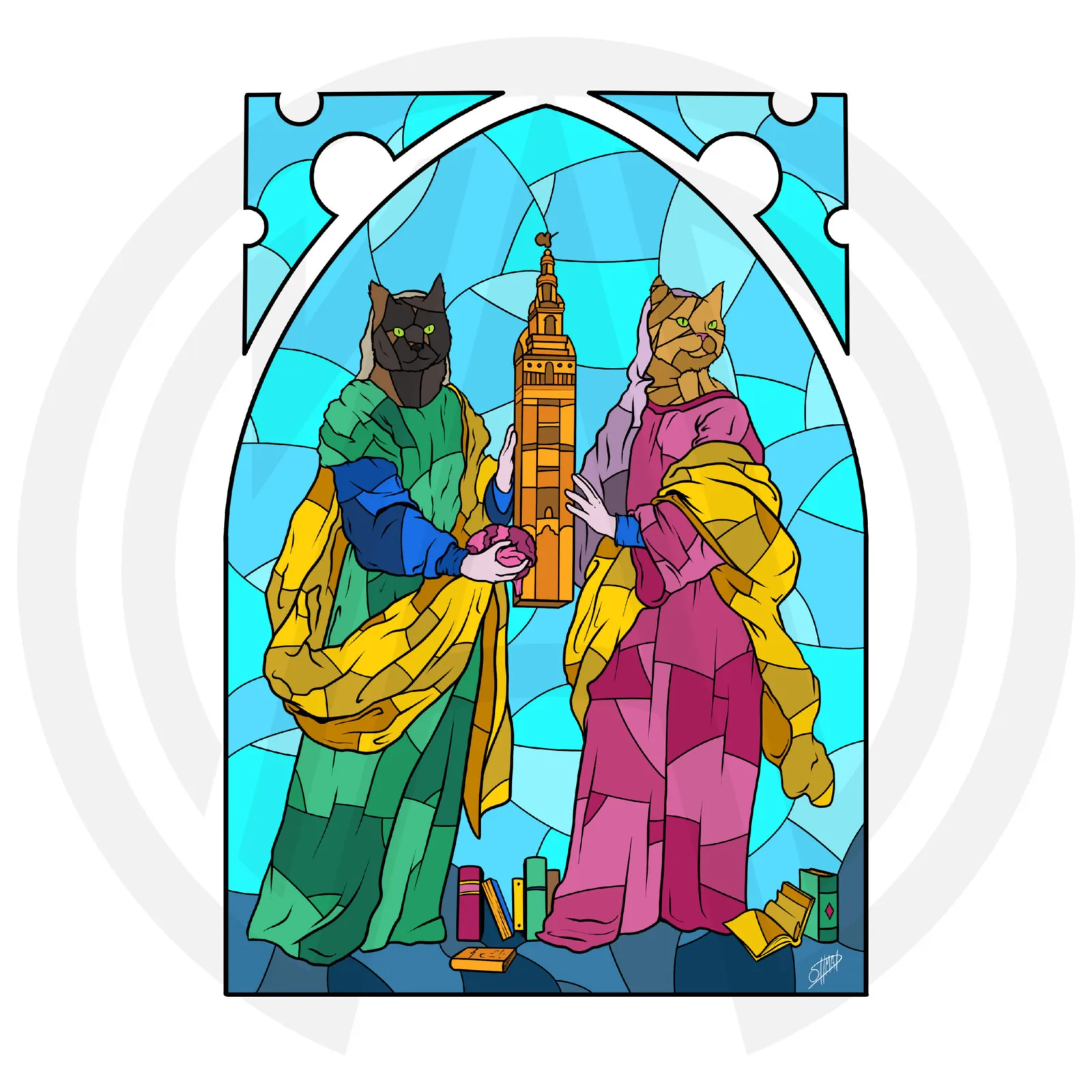 Cats Stained Glass